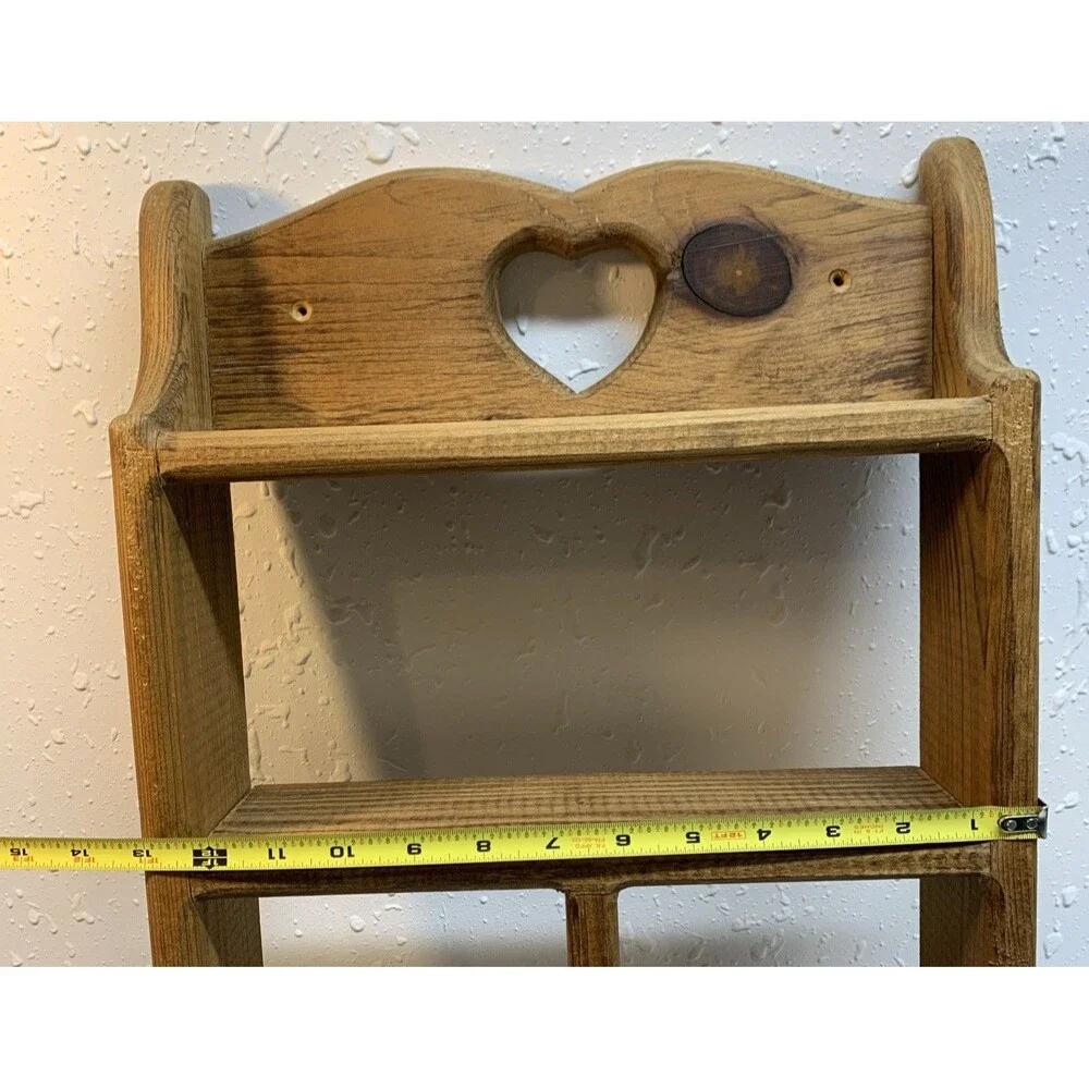 Country Wall Curio Knick Knack Display Shelf Wooden Cubbies Pine Rustic Cottage